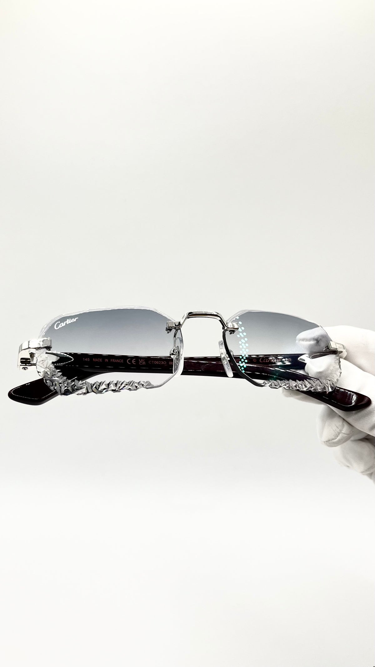 Cartier C Décor Acetat Bordeaux +Diamond Cut & Gravur