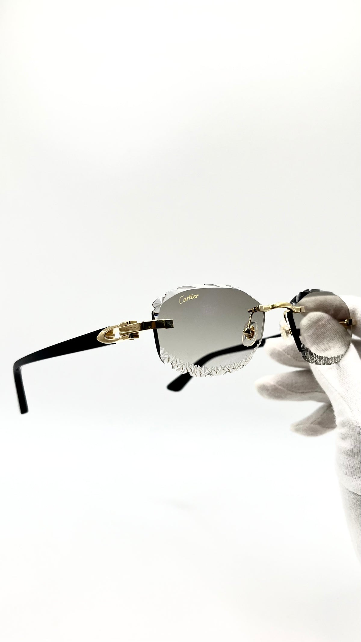 Cartier C Décor Acetat Schwarz +Diamond Cut & Gravur